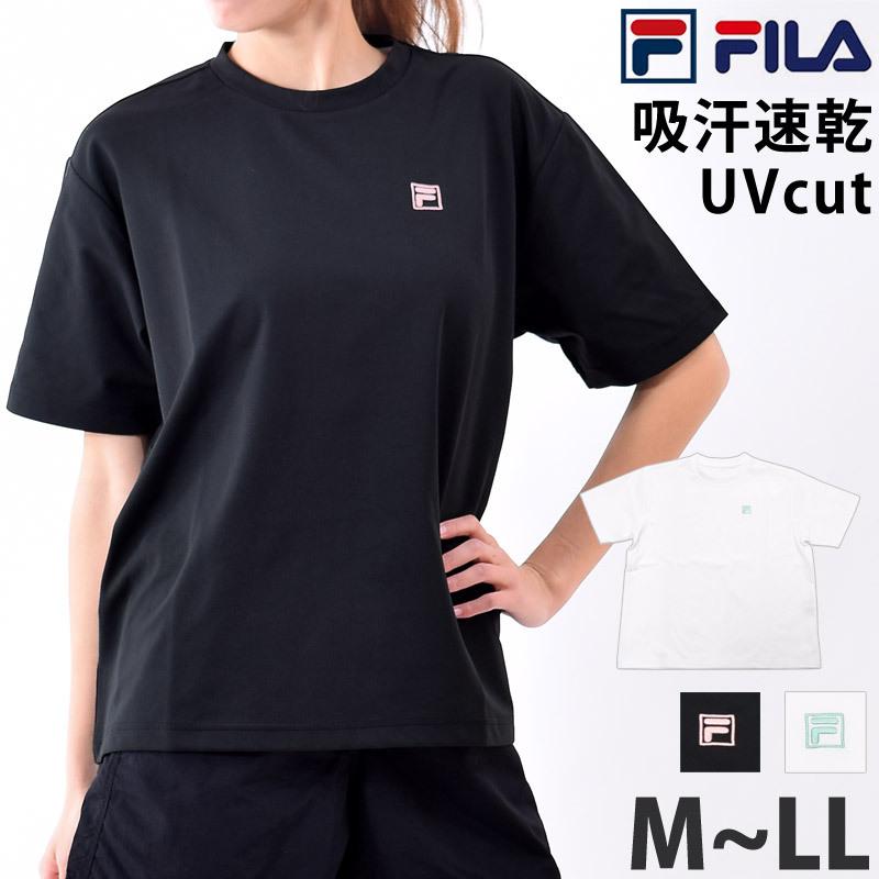 税込 体型カバー スポーツウェア ネコポス フィラ ブランド Tシャツ ゆったり Fila Ll L レディース 発送 M Uvカット クルーネック 半袖 ビッグシルエット ウエア