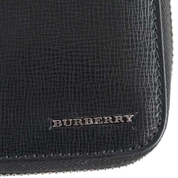 Burberry バーバリー ラウンドファスナー 長財布 ブラック レザー Burberry バーバリー ラウンドファスナー 長財布 ブラック レザー