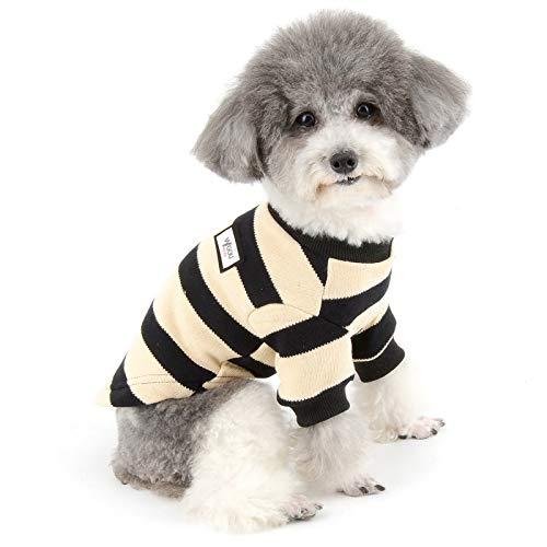 ZUNEA 犬服 秋冬 ニット セーター 小型犬 おしゃれ かわいい ストライプ コート ジャケット 暖かい 防寒 綿服 冬服 あたたかい tシ | 
