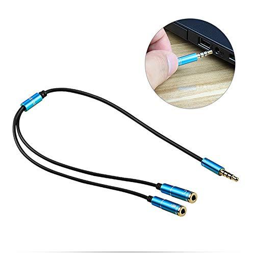 ヘッドホン+マイク用変換アダプタケーブル Deear Y分岐ジャックコネクタケーブル 3極メスx2-4極オス ゲーミングヘッドセット PS4 / |  | 02