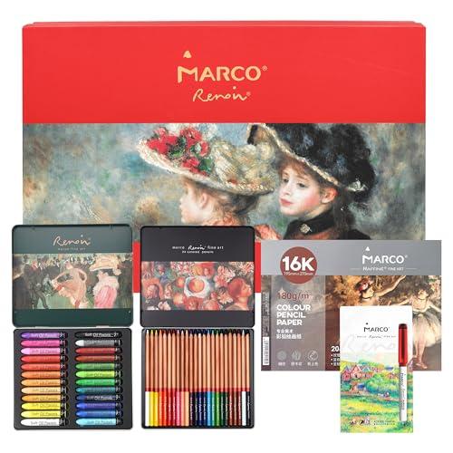 Marco お絵かきセット プロ用 61点、24色オイルパステル、24色の油性