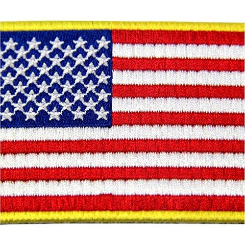 アメリカ 国旗 紋章 金縁 USA アメリカ合衆国 ミリタリー アップリケ刺繍入りアイロン貼り付け/縫い付けワッペン |  | 01
