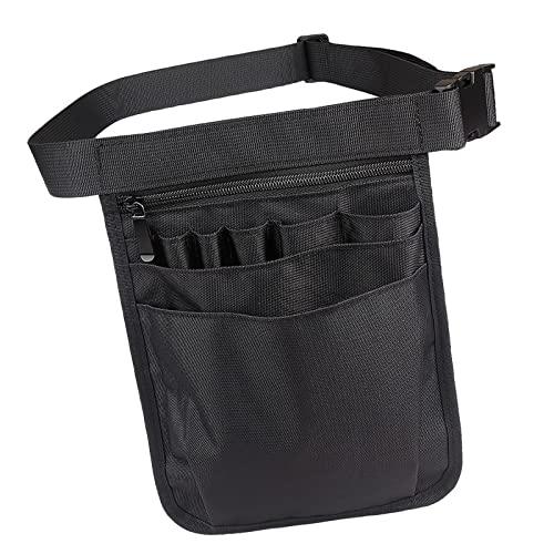 サムコス ナイロン ウエストポーチ 工具袋 保育 仕事用 エプロンバッグ ウエストバッグ ベルト付 多機能ポケット （ブラック） | 