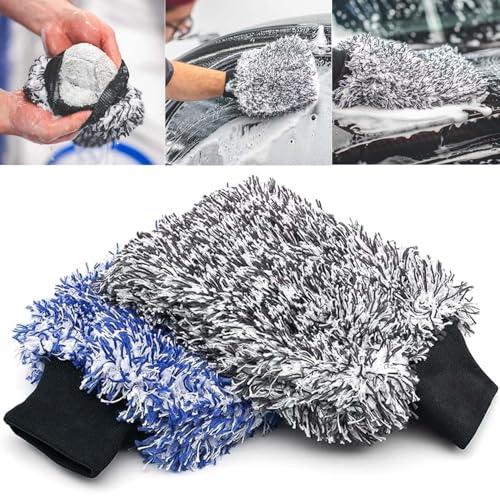 洗車 スポンジ 洗車グローブ 2枚セット水やほこり吸収！柔らかい！車を傷つけない ながら洗車 リッチフォーム 洗車 洗車 ミット 洗車用品道具 の商品画像
