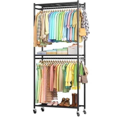 ハンガーラック 2段 棚付き 洋服ラック 116 x 40 x 177 cm Amazon｜ハンガーラック 2段 棚付き 洋服ラック 幅116 x 奥行40 x 高さ
