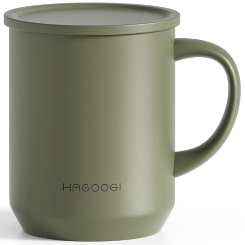 HAGOOGI 蓋付き マグカップ 保温 保冷 360ml 真空断熱 セラミックコーティング 二重構造 シンプル おしゃれ 家庭やオフィスに最適 | 