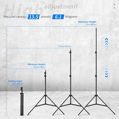 NEEWER 2点 ライトスタンド 190cm アルミ合金製 3段階調整 撮影用 