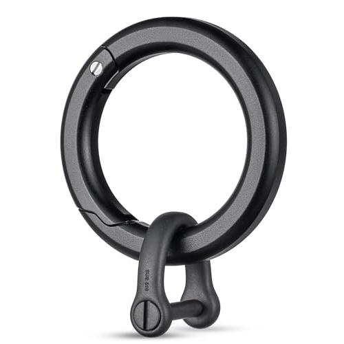 [TISUR] 丸型 カラビナ キーホルダー小型 おしゃれ 車キーリング 鍵 収納(アルミ ブラック丸型カラビナ+ステンレスDリング1個) | 