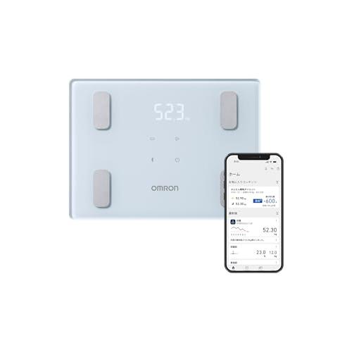 オムロン 体重 体組成計 カラダスキャン アイスブルー KRD-403T-B スマホ連動 データ自動転送 自動認識 乗るだけで測定開始 A4サイ | 