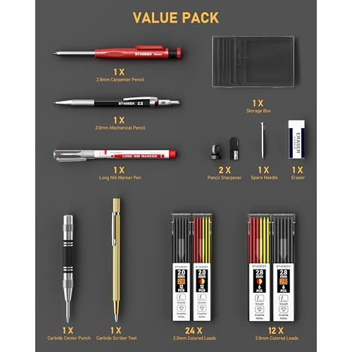 STAGEEK 建築用シャーペン 14点セット 2.8mm大工用シャープペンシル