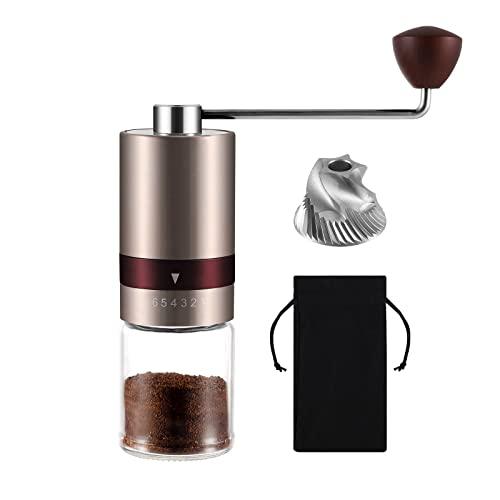 VKCHEF コーヒーミル 手挽き 携帯 コーヒーグラインダー ステンレス臼 金属刃 コーヒー豆挽き 珈琲ミル 6度調節機 ステンレスミル 小型 | 