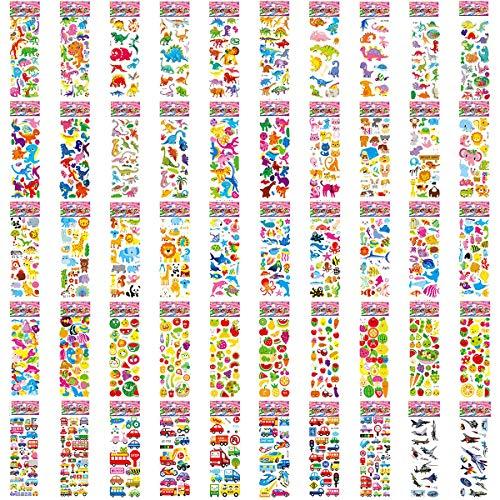 BEAUTY PLAYER かわいい シール 大量 子供&幼児用3Dシール 50枚入り 手帳 シール ぷくぷくシール ご褒美シール ごほうびシー | 