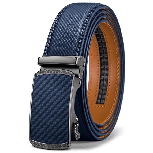 [BULLIANT] ベルトメンズ-紳士ベルトオートロック式クリックベルトスーツベルトタイプ ワンタッチ-カットデザイン(アンティークブルー全長 | 