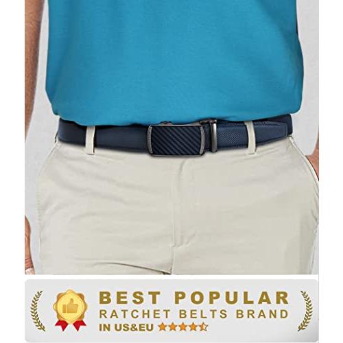 [BULLIANT] ベルトメンズ-紳士ベルトオートロック式クリックベルトスーツベルトタイプ ワンタッチ-カットデザイン(アンティークブルー全長 |  | 01