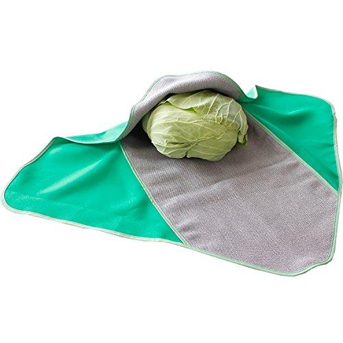 オカ PLYS ベジマジ つつむ(野菜ラップ) グリーン 約50cm×50cm (野菜収納 梅炭生地 抗菌) | 