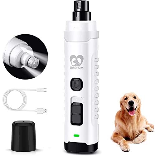 Casfuy 大型中型犬用の2つのLEDライトを備えた犬の爪切り-3倍強力な2スピード電気ペットの爪切り充電式静かな痛みのない足グルーミング＆ス | 
