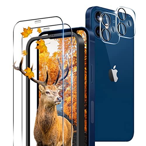iPhone12 保護フィルム2枚付 2+2枚セット ガイド枠付き 用 iPhone 12 ガラスフィルム 2枚