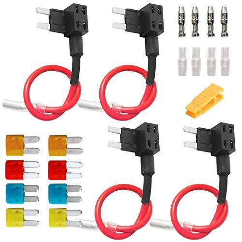 DanYun 4個 Micro2小型回路ヒューズタップ キット ワイヤーハーネス付き自動車フラットタイプブレードヒューズホルダー 小型ヒューズホ | 