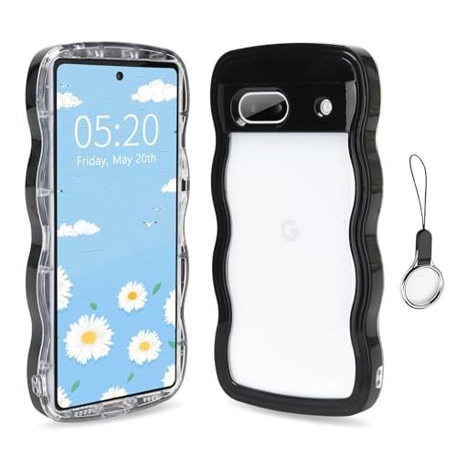 HILEGENER Google Pixel 8A かわいい ケース 波状フレーム うねうね 耐
