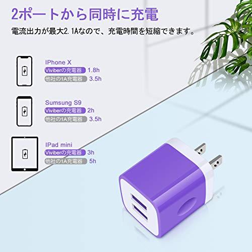 Viviber アンドロイド充電器 PSE認証済み タイプc ケーブル1本付き0.9M USBコンセント 携帯充電器 スマホ充電器 Type-C |  | 01