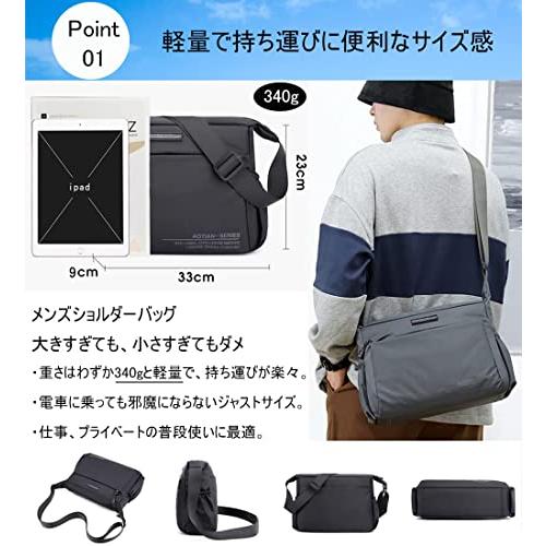 [zhongningyifeng] ショルダーバッグ メンズ 斜めがけ 大容量 軽量 かばん 撥水 ナイロン ワンショルダー (black) |  | 01