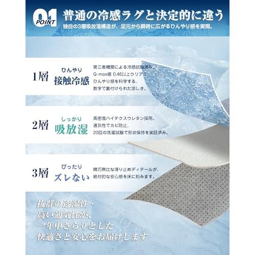 VK Living 夏用ラグマット カーペット 接触冷感 SUPER ICE 冷感ラグ