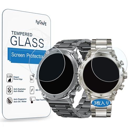Frgnie3枚入り対応 FOSMET LGW6 スマートウォッチ 1.43インチ スクリーン保護フィルム 丸型 メンズ LGW6 強化ガラス保 | 