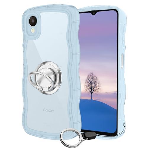 Galaxy A23 5G ケースブルー ウェーブ リング付き TPU波状のバンパー