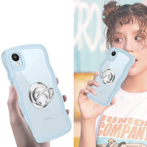 Galaxy A23 5G ケースブルー ウェーブ リング付き TPU波状のバンパー