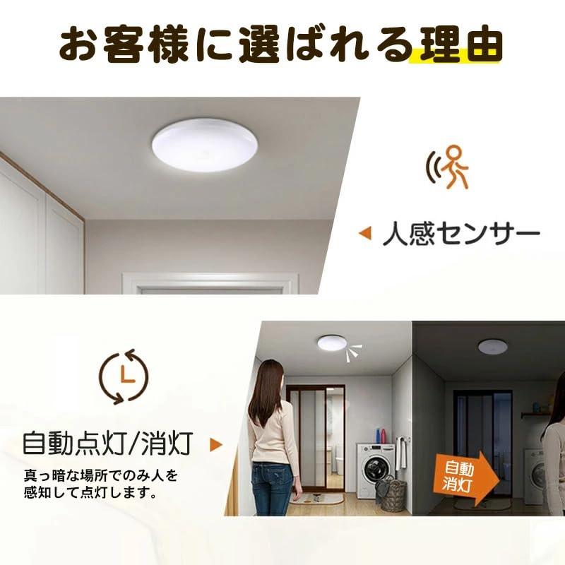 和宅良品 シーリングライト 小型 人感センサー 玄関ライト 4-6畳対応