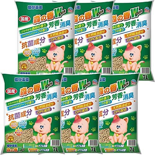 アース・ペット 猫砂楽園 森の香ダブル 7L×6個(ケース販売) トイレに流せる 木製猫砂 固まる 消臭 抗菌 | 