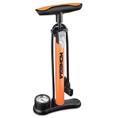 全バルブ対応MOHEGIA 自転車 空気入れ 160PSI 圧力計付き：仏式 米式 英式バルブ対応 フロアポンプ - 軽量 コンパクト ボール/ | 