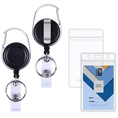 Wisdompro IDカードホルダー リール付き 縦 パスケース ネームホルダー ビニール製 ソフト 社員証/名札ケース 定期入れ 両面 バッ | 