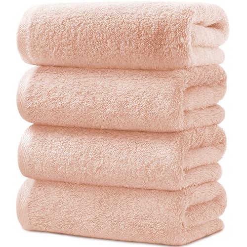 AYO バスタオル 4枚セット ライトピンク ホテル仕様 ふかふか 綿100% 高吸水 耐久性 無地 毛羽落ち少ない | 