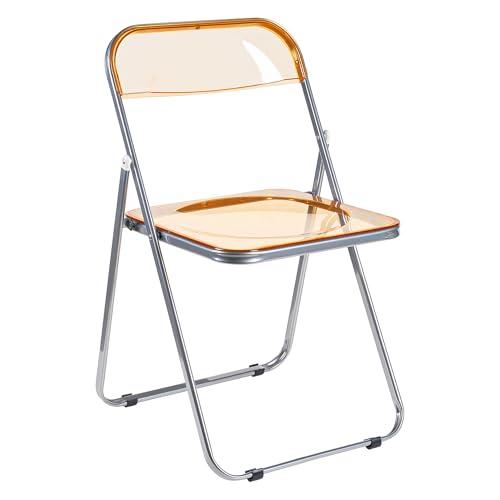 VECELO 折りたたみチェア 透明 折り畳み 背もたれ 軽量 持ち運び 完成品 会議 ワーク イベント 座面高46cm 耐荷重100kg アク | 