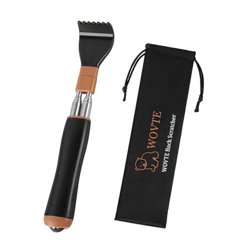 WOVTE 孫の手 伸縮 まごの手 伸縮自在 ステンレス製 折れにくい 2本構造 しっかり届く 携帯便利 伸長時約54cm | 