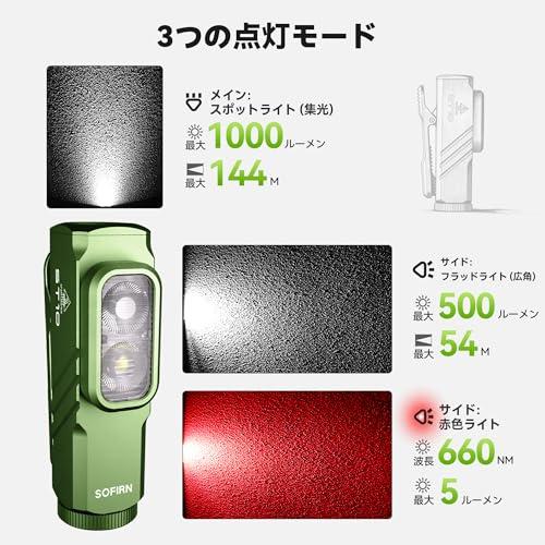 Sofirn ST10 懐中電灯 小型 ランニング ライト クリップライト
