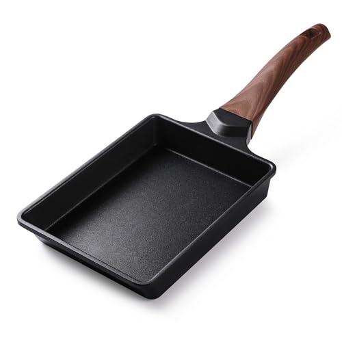 HAUSHOF 卵焼き フライパン IH・ガス火対応 13×18cm 焦げ付かない 卵焼き器 軽量 木目ハンドル 均一加熱 | 