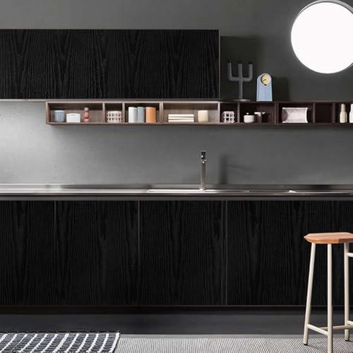 Jiroka 壁紙 木目 リメイクシート 木目調シート 黒 厚手 透けない 木目調 壁紙 シール のり付き 40cm×3m ブラック 木目シール |  | 01