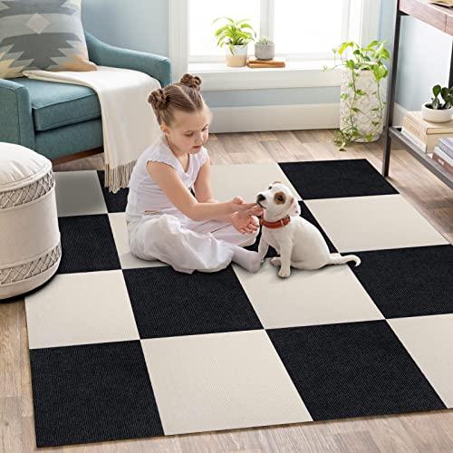 ジョイントマット 30*30cm 40枚 ブラック/アイボリー タイルカーペット 