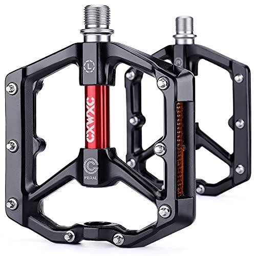 CXWXC 自転車 ペダル フラットペダル ロードバイク/クロスバイク/mtbなど用 リフレクター付 アルミ製（CX-930_RD） | 
