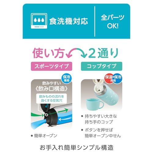 サーモス 水筒 真空断熱2ウェイボトル 0.8L/0.83L ミントベージュ 直飲み コップ付き 子供用 通園通学 FJJ-802WF MBE |  | 02