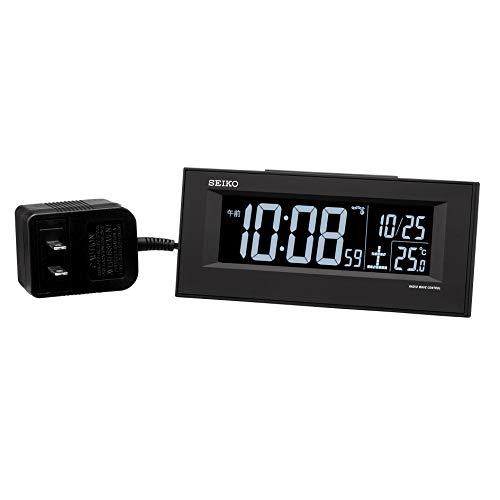 セイコークロック(Seiko Clock) 置き時計 01:黒 本体サイズ:6.4×15.4×3.9cm 目覚まし時計 電波 交流式 デジタル | 