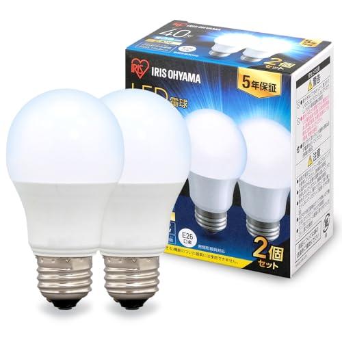 アイリスオーヤマ LED電球 口金直径26mm 広配光 40W形相当 昼白色 2個パック 密閉器具対応 LDA4N-G-4T62P | 