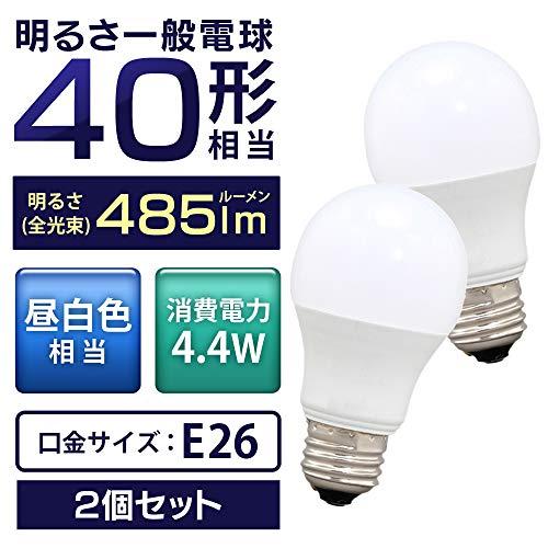 アイリスオーヤマ LED電球 口金直径26mm 広配光 40W形相当 昼白色 2個パック 密閉器具対応 LDA4N-G-4T62P |  | 01