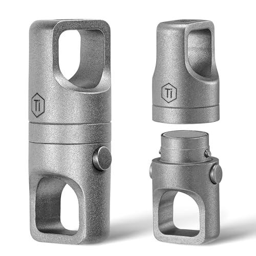 [KeyUnity] キーホルダー マグネット 着脱 KA48 2個セット キーリング パーツ チタン シルバー 分離型 360°回転 小型 軽 | 