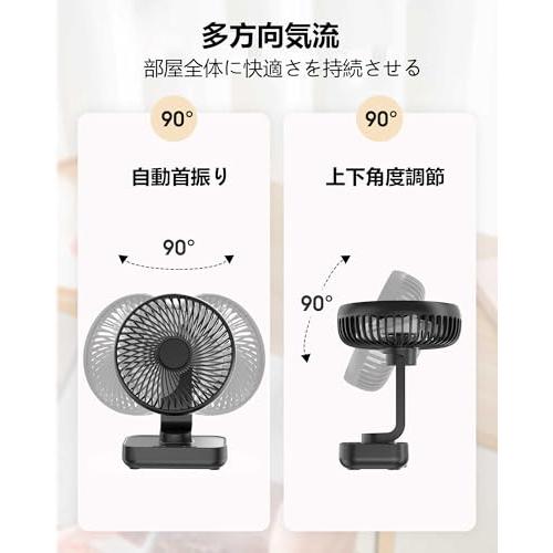 Joneytech充電式卓上扇風機 小型 静音左右自動首振り4000mAh USB静音 ポータブル扇風機 約15H連続使用 電池残量表示 4段階 |  | 01