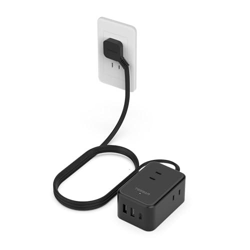 延長コード 2m 黒 薄型 電源タップ usb コンセントタップ たこあし
