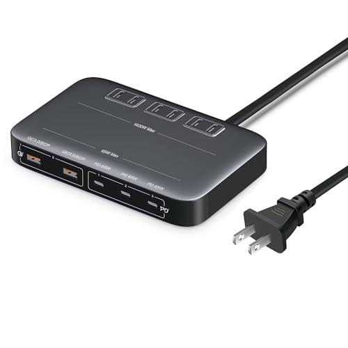 電源タップ USB延長コード PD充電器「3AC口+3USB-Cポート+2USB-Aポート」PD65W&QC3.0 急速充電 コンセント1.8m | 