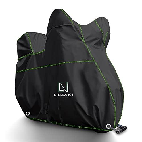 Libzaki バイクカバー 超撥水UVカット300D アップグレードした厚手生地6L-BOXまで対応 大型バイク車体カバー(黒) | 